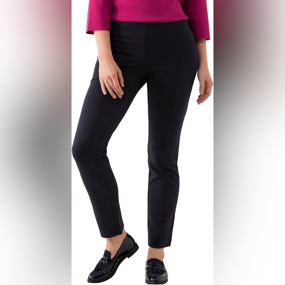 Ulla Popken Body Shaping Navy (Marine) Straight Leg Stretch Knit Pants